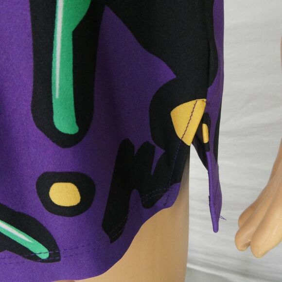 Very Vollbrach Postmodern 1980s Style Snail Floral Tunic Blouse Black Colorful S - Picture 5 of 10